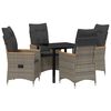 vidaXL Set da Pranzo per Giardino con cuscino 5 pcs Grigio polyrattan