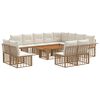 vidaXL Set Divano da Giardino 13 pz Naturale e Bianco Crema polyrattan