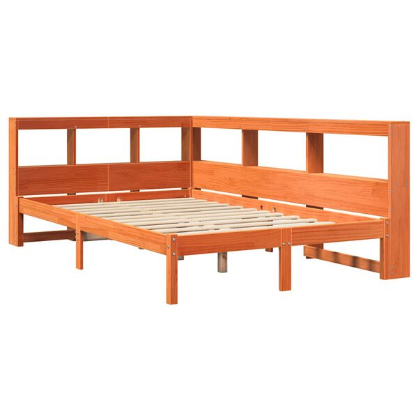 vidaXL Letto Libreria senza Materasso Marrone Cera 120x200 cm in Pino