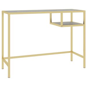 vidaXL Scrivania per Computer Marmo Nero 100x36x74 cm Vetro Temperato