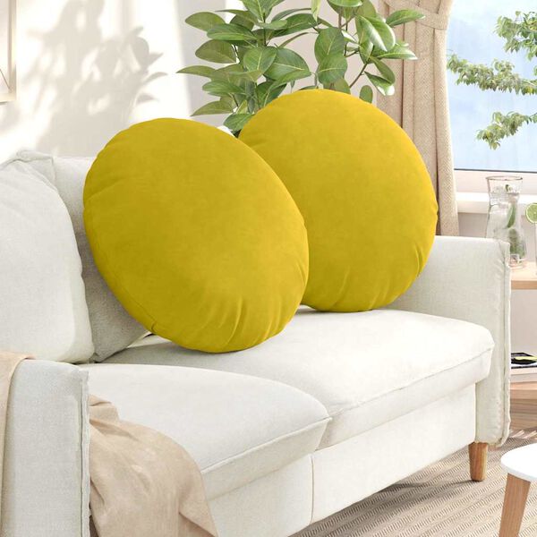 vidaXL Cuscini per Seduta 2 pcs Giallo Ø80 x 29 cm Velluto