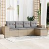 vidaXL Set Divano da Giardino 5 pz con Cuscini Beige in Polyrattan