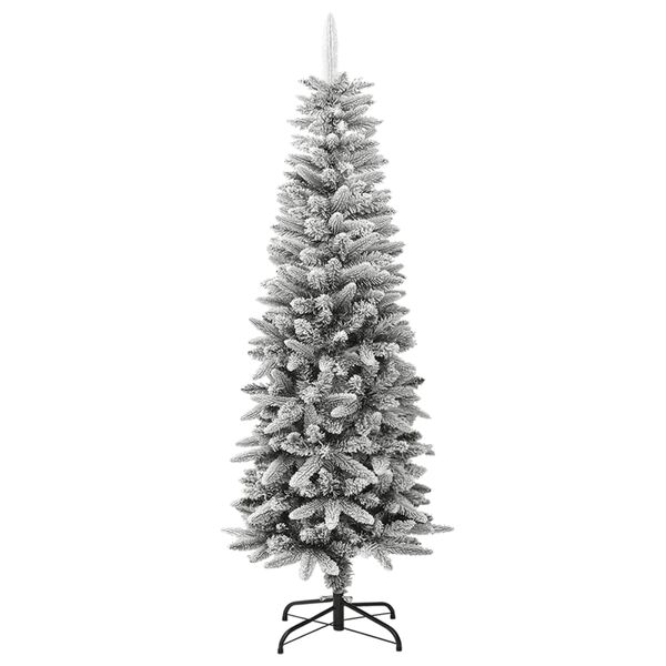 vidaXL Albero Natale Artificiale Sottile Neve Floccata 150cm PVC e PE