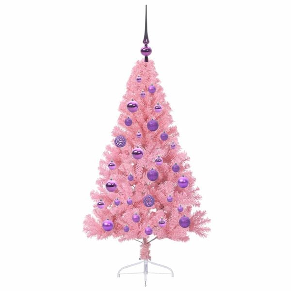 vidaXL Albero di Natale artificiale con luci integrate Rosa 120 cm PVC