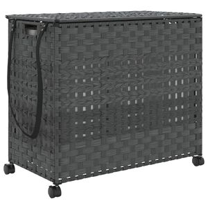 vidaXL Cesto Portabiancheria con Ruote Grigio 66x35x60 cm Rattan