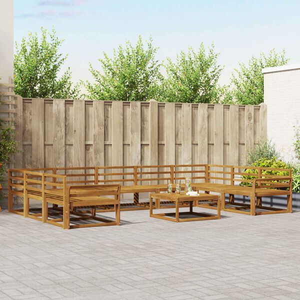 vidaXL Set di divani da esterno 10 pcs Naturale