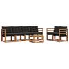 vidaXL Set di divani da esterno con cuscino 7 pcs Naturale e Nero