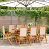 vidaXL Sedie Giardino Reclinabili 8 pz Beige Tessuto e Legno Massello