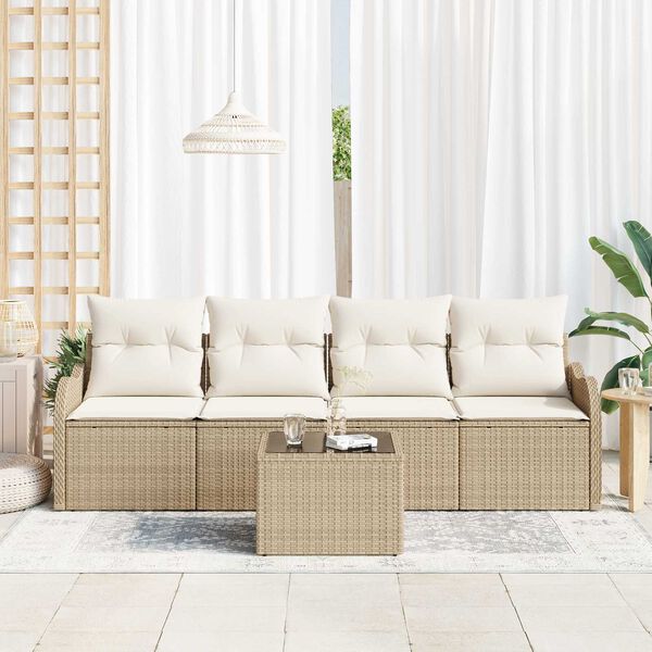 vidaXL Set Divano da Giardino Beige polyrattan