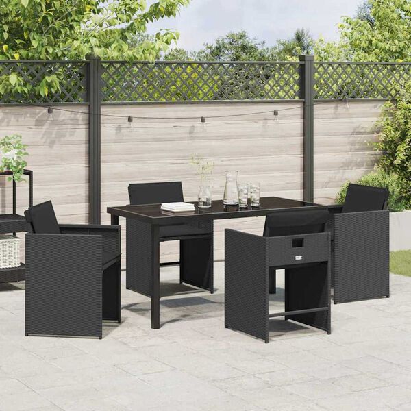 vidaXL Set da Pranzo per Giardino 5 pcs Nero polyrattan