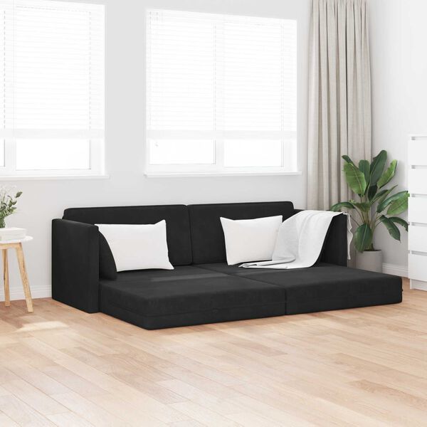vidaXL Divano-letto da pavimento 200cm Nero Velluto