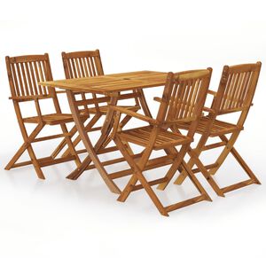 vidaXL Set da Pranzo da Giardino 5 pz Pieghevole in Massello di Acacia