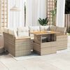 vidaXL Set Divano da Giardino 6 pz con Cuscini Beige Polyrattan Acacia