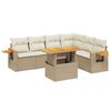 vidaXL Set Divani da Giardino 7 pz con Cuscini Beige in Polyrattan