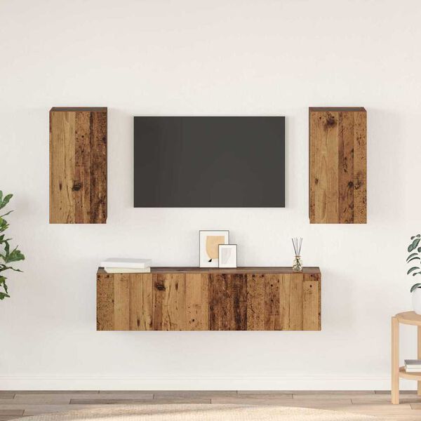 vidaXL Set mobile TV 4 pcs Legno vecchio Legno multistrato