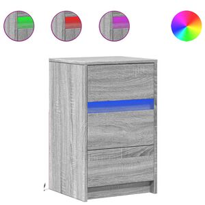 vidaXL Comodino con Luci LED Grigio Sonoma in Legno Multistrato