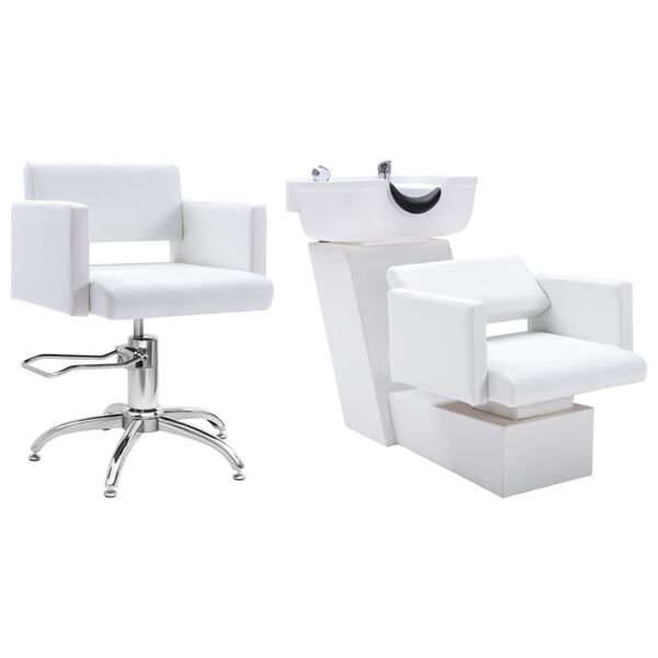 vidaXL Lavello per Shampoo con Poltrona da Parrucchiere in Similpelle
