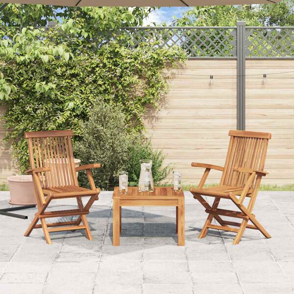 vidaXL Sedie da Giardino Pieghevoli 2 pz in Legno Massello di Teak