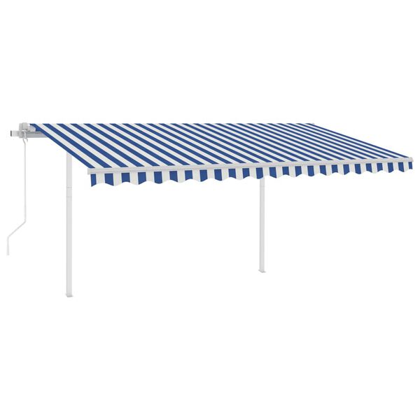 vidaXL Tenda da Sole Retrattile Automatica e Pali 4,5x3,5 m Blu Bianca