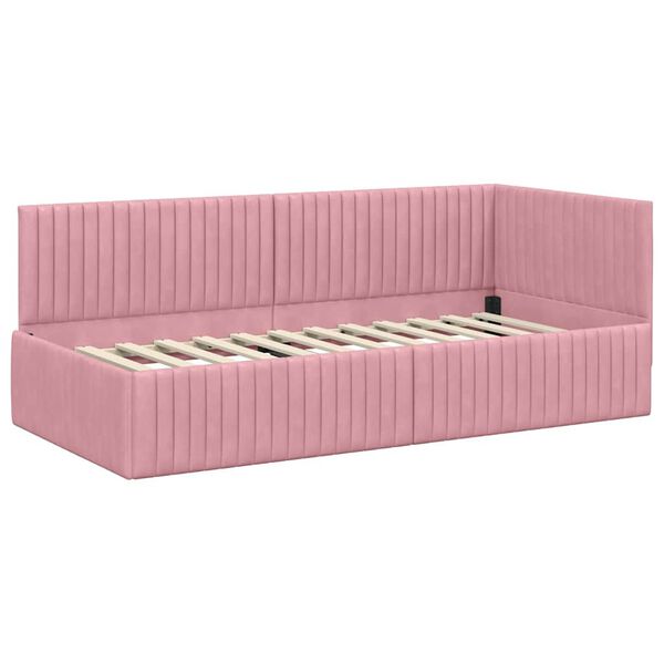 vidaXL Cornice del letto ad angolo Rosa 90 cm x 190 cm Velluto