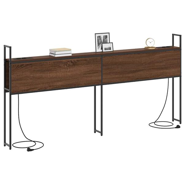 vidaXL Testiera con Stazione di Carica e Storage Rovere marrone