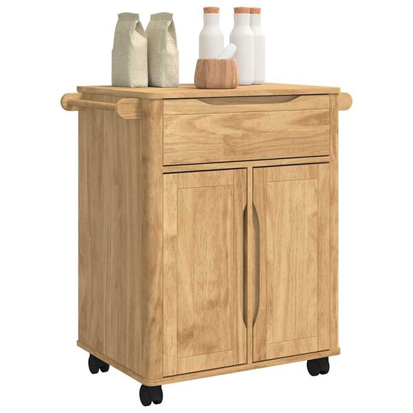 vidaXL Carrello da Cucina FLORO Marrone cerato 72,5 x 45 x 80 cm