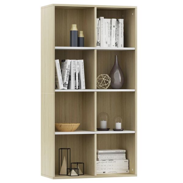 vidaXL Libreria/Credenza Bianca Rovere Sonoma 66x30x130 cm Multistrato