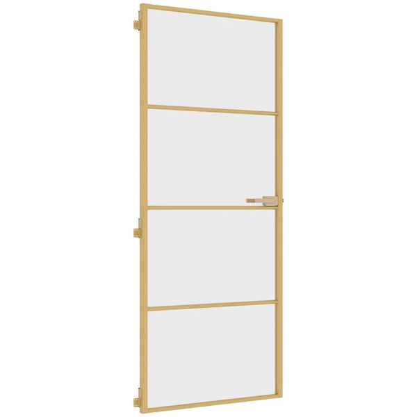 vidaXL Porta Interni Sottile Oro 83x201,5cm Vetro Temperato Alluminio