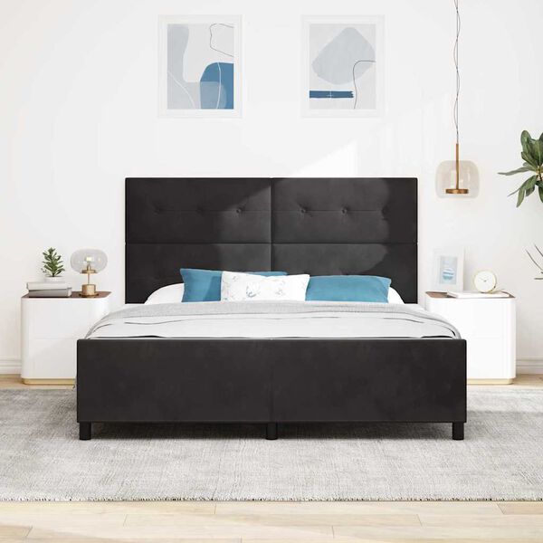 vidaXL Letto a molle con testiera Nero 180 x 200 cm Velluto
