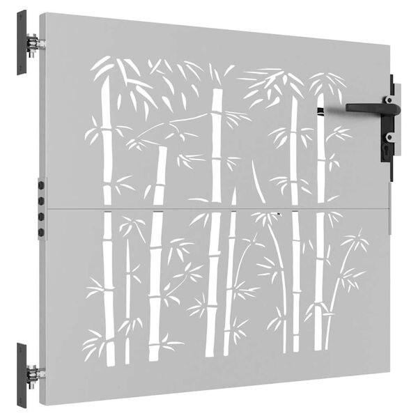 vidaXL Cancello da giardino 85x75 cm in acciaio Corten e design in bambù