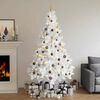 vidaXL Set Albero Natale Artificiale a Met&agrave; LED Palline Bianco 210cm