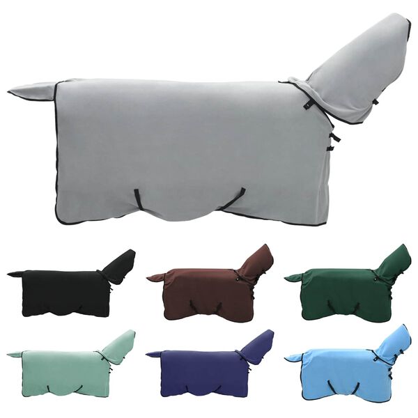 vidaXL Coperta per Cavalli Grigio chiaro e rosa completo Poliestere