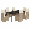 vidaXL Set da Pranzo da Giardino 7 pz con Cuscini Beige in Polyrattan