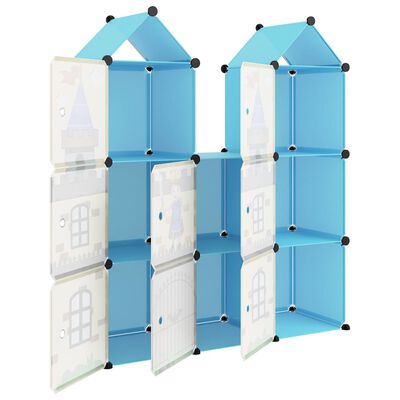 vidaXL Scaffale Portaoggetti per Bambini con 8 Cubi Blu in PP