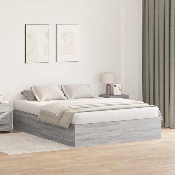 vidaXL Struttura letto con contenitore Grigio Sonoma 160 x 200 cm