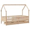 vidaXL Giroletto per Bambini con Cassetti 90x190cm Legno Massello Pino