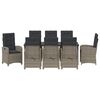 vidaXL Set da Pranzo per Giardino con cuscino 9 pcs Grigio polyrattan