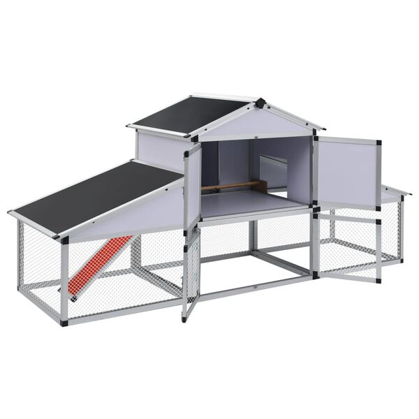 vidaXL Pollaio con Rampe e Casetta di Nidificazione in Alluminio