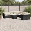 vidaXL Set Divani da Giardino 11 pz con Cuscini in Polyrattan Nero