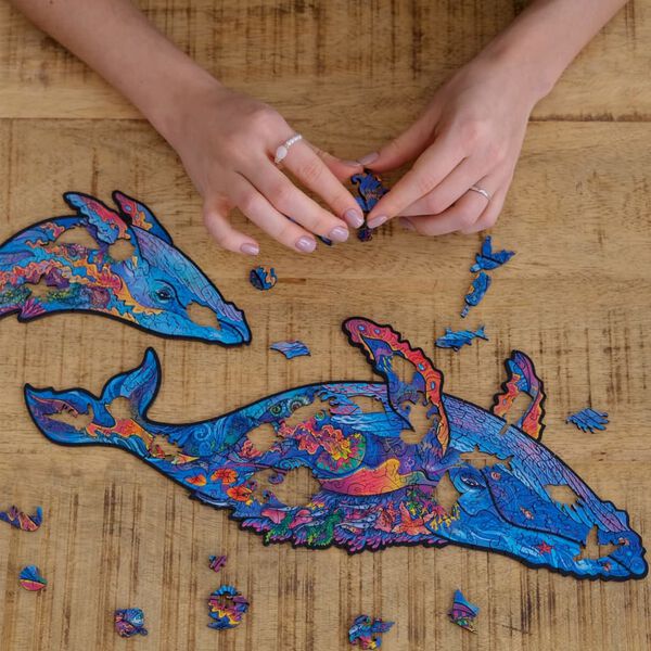 UNIDRAGON Puzzle in Legno 172 pz Milky Whales Medio 33x20 cm