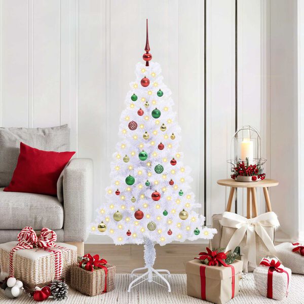 vidaXL Albero di Natale artificiale Bianco 150 cm PVC e Acciaio