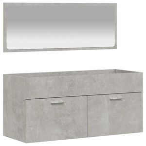 vidaXL Mobile da Bagno con Specchio Grigio Cemento Legno Multistrato