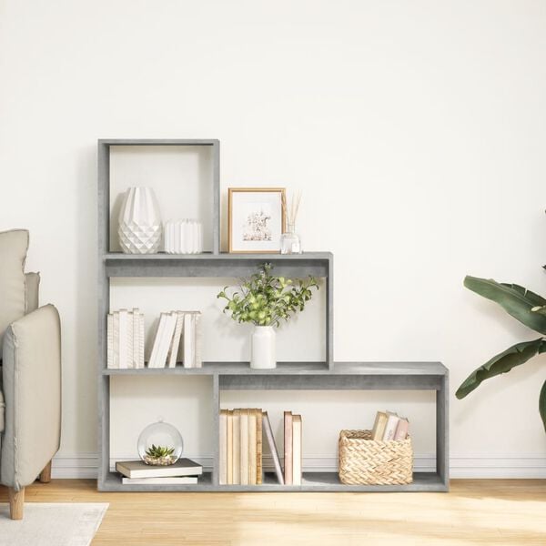 vidaXL Libreria Divisorio 3Piani Grigio Cemento 123x29x123 Truciolato