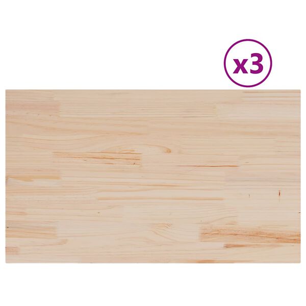 vidaXL Piani Tavolo 3 pz 80x47x2,5 cm Rettangolare Legno Massello Pino