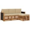 vidaXL Set di divani da esterno 4 pz Naturale e Beige