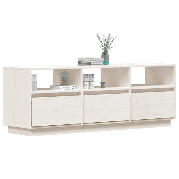 vidaXL Mobile Porta TV Bianco 140x37x50 cm in Legno Massello di Pino