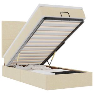 vidaXL Struttura Letto Pouf con Materasso Crema 80x200 cm in Tessuto