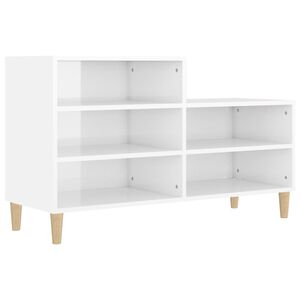vidaXL Scarpiera Bianco Lucido 102x36x60 cm in Legno Multistrato