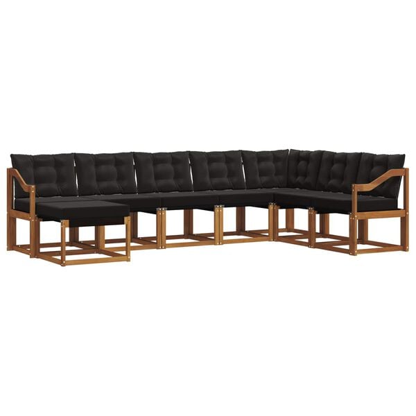 vidaXL Set di divani da esterno con cuscino 8 pcs Naturale e Nero
