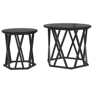 vidaXL Tavolo laterale 2 pz Rovere Nero 50 x 50 x 40 cm
